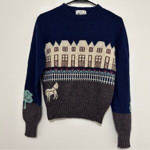Vintage Woolrich London Two Sided Knit Sweater S 100% Wool